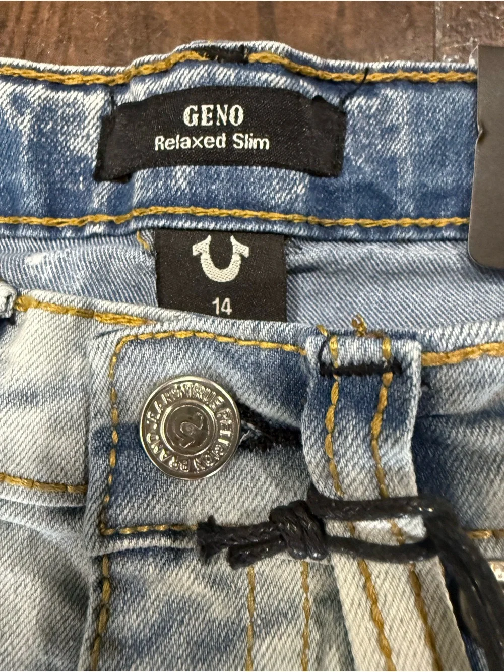 NWT True Religion Geno Relaxed Slim Boys Jeans, 14, Marbled Wash, MSRP $79
